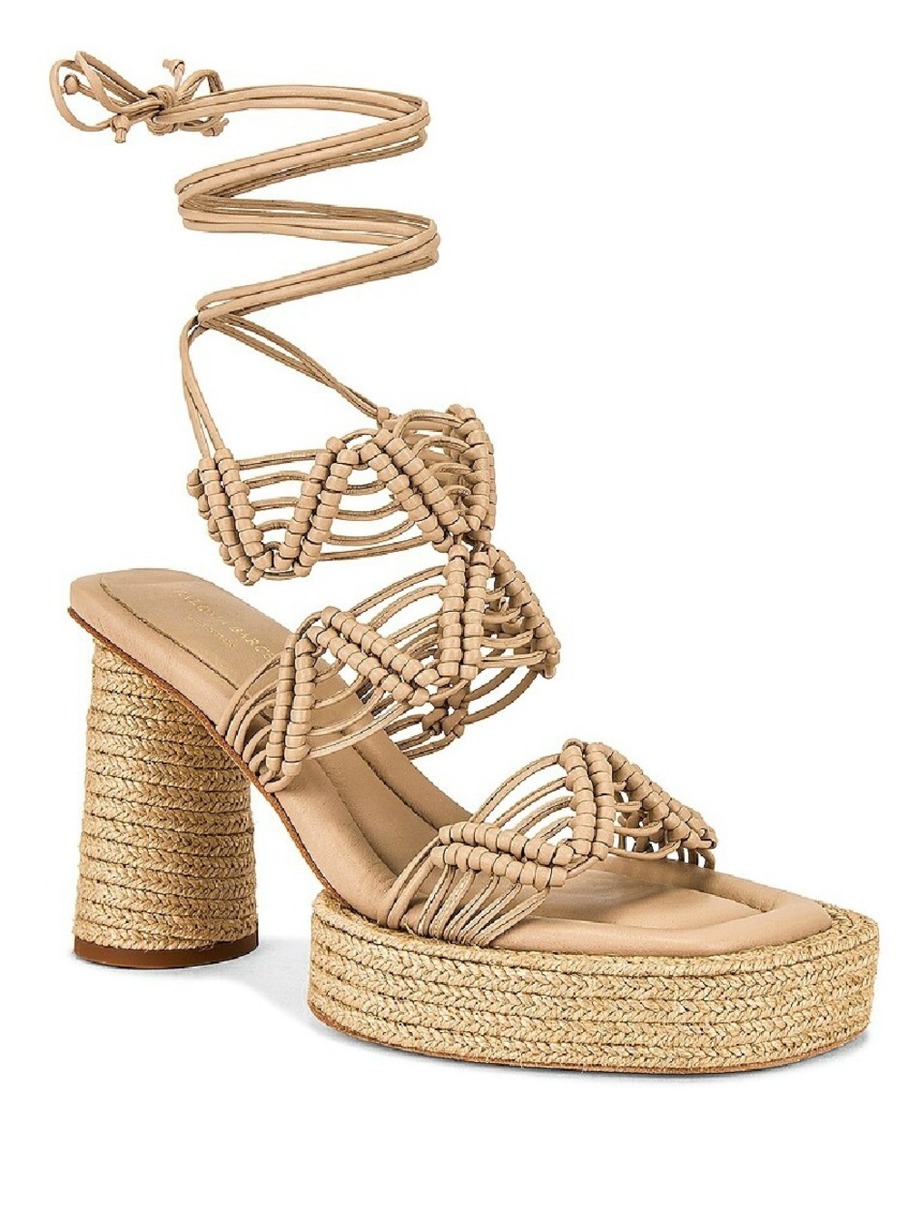 PALOMA BARCELO REVOLVE BEIGE LEATHER PLATFORM SANDALS
